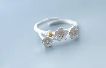 1 Set Argint 925 Inel Și Cercei Set Feminin De Floare De Cires Prezoane Si Inele Bijuterii Set Bijuterii Stil Coreean