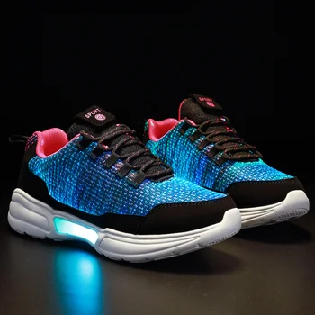 UncleJerry Noi cu LED-uri Pantofi Fibra Optica Pantofi pentru băieți fete bărbați femei USB de Încărcare lumina de pantofi pentru Adulți Stralucitoare Running Sneaker