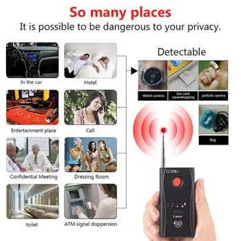 Multi-funcție Anti-spionaj Detector Camera GSM Audio Bug Finder Semnal GPS Obiectiv Tracker Detecta Wireless aparat de Fotografiat Lentilă Aparat Finder