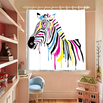 3d Imprimate Perdele Opace de Culoare zebra Animal Model Scurt, Perdele pentru Camera Copiilor Îngroșat Tesatura Perdele de Bucatarie