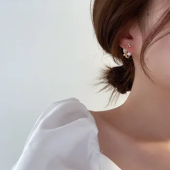 Coreeană Seul cercei de sex feminin nișă sens de design vânt rece temperament all-meci zircon cristal pearl cercei cercei