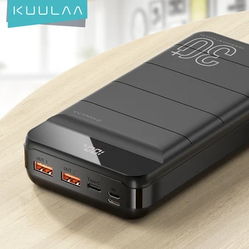 KUULAA Power Bank 30000mAh QC PD 3.0 PoverBank Încărcare Rapidă PowerBank 30000 mAh USB Extern Încărcător de Baterie Pentru Xiaomi Mi 10 9