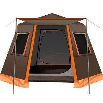 UV Hexagonale din Aluminiu Pol Automată în aer liber Camping Sălbatic Mare Cort de 3-4persons Tent Gradina Pergola 245*245*165 CM