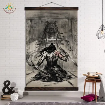 Perete Imprimeuri Moderne, Panza Pictura, Postere si Printuri Cadru de Perete de Arta Imaginile pentru Decoratiuni Retro Negru Japonez Samurai