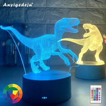 Noi 3D LED Lumina de Noapte Lămpi de Foc Dragon 7 Culori la Distanță /Touch Control Lampă de Masă Pentru Copii Ziua de nastere Cadouri de Craciun Decor Dormitor