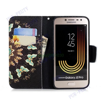 Flip Portofel Caz pentru Samsung Galaxy J2 Pro 2018 J250 Flip Caz Telefon din Piele Acoperi J250F/DS, SM-J250F/DS Portofel cu Capac de Silicon