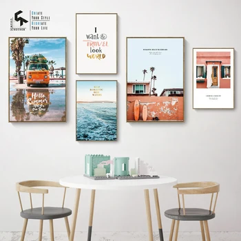 CREA și RECREA Nordic Poster de Călătorie Clădire Printuri de Arta de Perete Ocean Tablouri Canvas Litere Decor Poze CR1810115053