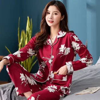 Primavara Toamna Femei Pijamale Două Bucăți Seturi Cămașă De Noapte Pijamale Femei, Pijamale Haine De Acasă De Imprimare Fete Dulci Sleepwears