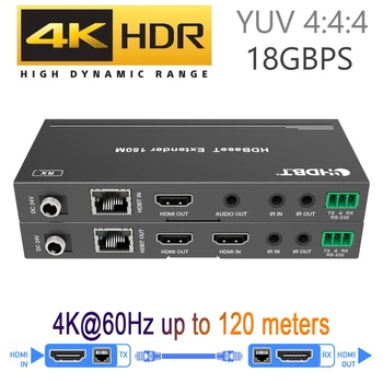 2020 cel Mai bun 4K 60Hz HDMI HDBaseT Extender Cu IR 120m 4K HDMI POE Extender Peste RJ45 Cat5e/6 Suport de Cablu HDMI 2.0 & HDCP 2.2