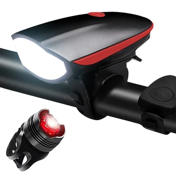 2 buc Bike Horn Lumină Biciclete Clopot de Încărcare USB Lumina Bicicleta Ciclism Multifunctional Ultra Luminos Cu Electric 130dB Corn Bell