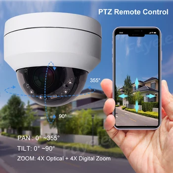 2MP H. 265 WIFI IR aparat de fotografiat PTZ Zoom 4X Wireless HD IP Dome IR 50M Viziune de Noapte, 2-Way Audio SD Înregistrare P2P Control Mobil