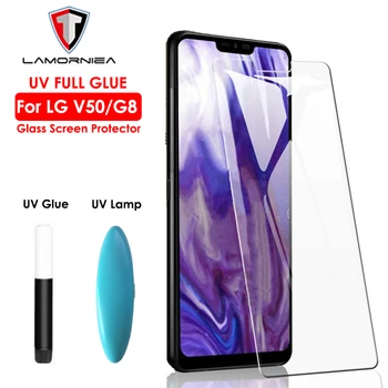 Lamorniea UV, Lipici Lichid din Sticla Temperata Pentru LG V30 v40 v50 Complet Capacul de Sticlă Plin cu Lichid Lipici UV Ecran Protctor Pentru LG G7 G8