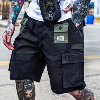 Noi Oamenii Streetwear Cargo Shorts Mens Pantaloni Hip Hop Casual Multi-buzunar de pantaloni Scurți de sex Masculin Pierde scrisoarea pantaloni Scurți Om Militare Pantaloni scurti