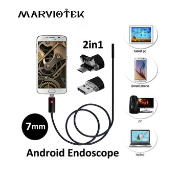 7mm Endoscop cu Camera HD 2 in 1 USB Android Endoscop Impermeabil 6 LED Puncte de Inspecție Camera Endoscop Pentru Android PC 1M 2M