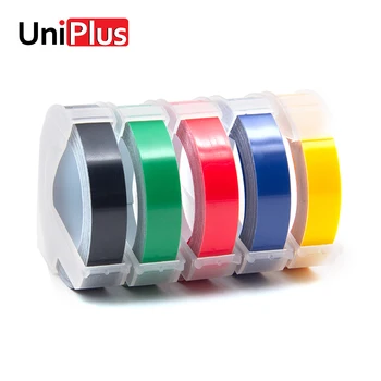 UniPlus 5pcs/lot Dymo 3D Eticheta Tapes 9mm DIY Relief Scrisoare de Imprimantă pentru Motex E-101 E202 Negru Roșu PVC Panglici Label Maker