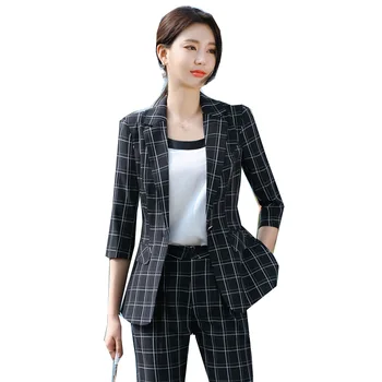 2020 Moda Femeie de Afaceri Elegant costum Office Uniforma Oficială OL Pantaloni Lungi Sacou Și Pantaloni 2 Bucata Set Jacheta, Pantaloni