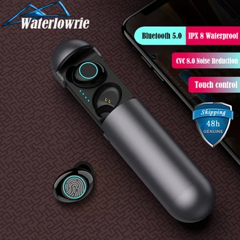 TWS rezistent la apa IPX8 Căști Bluetooth, HD Stereo Căști fără Fir, Anulare a Zgomotului de Amprente Touch set de Căști Cu Microfon Dual