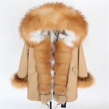2020 noua moda de iarna femeie haina parka raton guler de blana cu gluga detasabila blana de iepure rex captuseala stil de brand de brand de Top