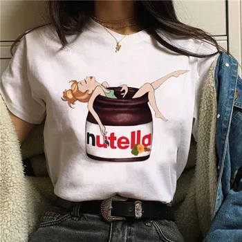 ALB T-shirt Femei Nutella Kawaii Print T Camasa pentru Femei 90 Harajuku Ullzang Moda T-shirt Graphic Drăguț Tricou Top Teuri de sex Feminin