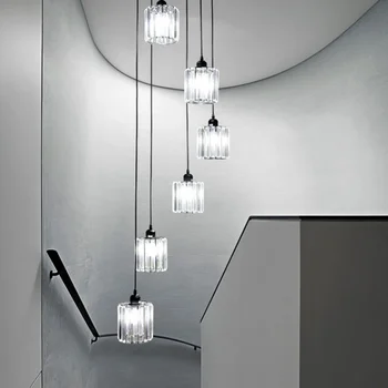 Nordic K9 crysta Lumini Pandantiv Vintage Cerc Negru Modernă cu LED-uri Lampă de Agățat pentru Camera de zi Acasă Loft Industrial Decor corp de Iluminat