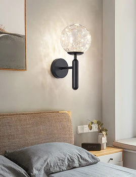 Decorativ Modern, Plin de Stele Lampă de Perete Negru de Aur pentru Copii Dormitor, Camera de zi Nordic Pahar cu Led-uri Lumini de Decor Pentru Perete
