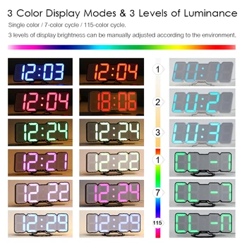 Upgrade-ul 3D de la Distanță de Control Digital Ceas de Perete 115 Culori LED-uri Ceas de Masa Timp de Alarmă de Temperatură Data Sunet de Control Lumina de Noapte