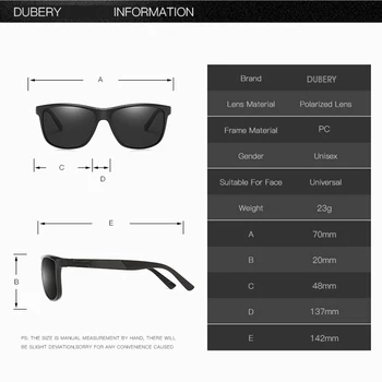 DUBERY Nou Design Clasic Polarizat ochelari de Soare Barbati UV400 Oglindă Lentile de Conducere Pătrat Sport Ochelari de Soare pentru Bărbați Nuante A15