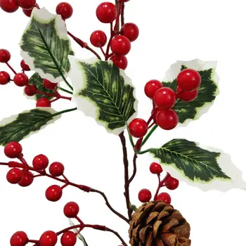De Crăciun Artificial Mici Fructe De Padure Rosii Cherry Rattan Simulare Fals Frunze Verzi, Fructe Rosii De Trestie Florale Pomul De Crăciun