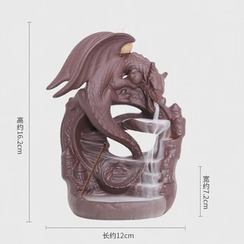 Ceramica Dragon Refluxul Arzător de Tămâie Fum de Tămâie Cascada Cădelniță Dragon Tămâie Stick Titularul Decor Acasă + 20buc Conuri