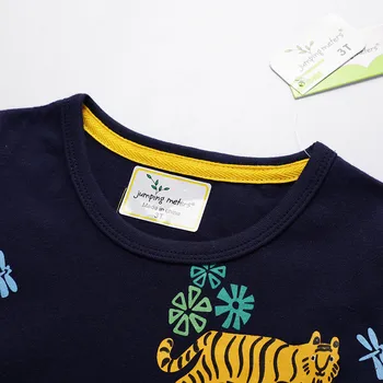 Copii Haine de Vară Desene animate Baieti T shirt Noi de Vara Baieti din Bumbac Top Teuri Animale Drăguț Aplici Haine Copii