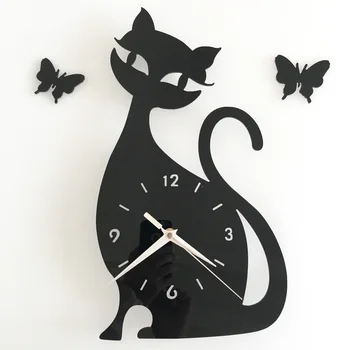 Noi Creative diy cuarț ceas de perete camera de zi ceas de perete dormitor drăguț pisică neagră ceasuri de perete 4 culori