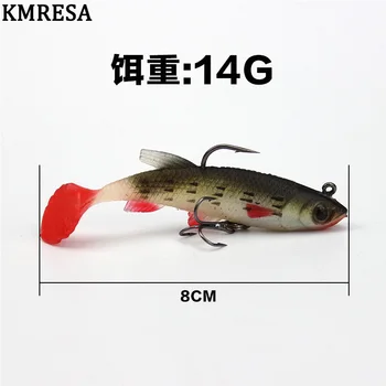5PCS/Soft de Pescuit Nada Kit de Înaltă Calitate Momeala Set 9.3 G/14G Artificiale Silicon Bass Momeala Cu Cârlig Înalte Cutie Pescuit
