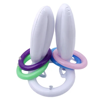 1Set Gonflabil Toy Iepurașul de Paște Gonflabile Urechi de Iepure Pălărie Inel Gonflabile Pentru Iepurasul de Pasti Joc de Petrecere pentru Copii în aer liber Inel Toy