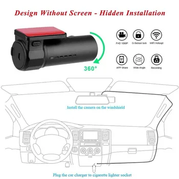 1080P Wifi Mini DVR Auto Dash Camera Viziune de Noapte camera Video de Conducere Recorder Video de Bord Cam Mini WIFI, aparat de Fotografiat Digital Grefier