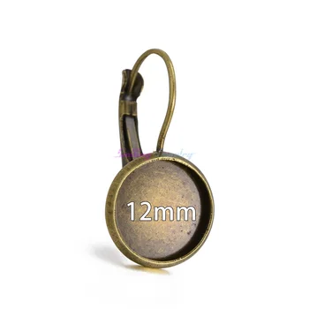 100buc 8mm-25mm Cameo Cabochon Sticla DIY Bronz Alama Placat cu Argint Cercel Cârlige Spații Ramele franceză Maneta Cercel Bază Spatele