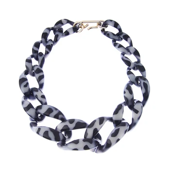 FishSheep Moda Mare Lanț Cravată Colier Pentru Femei Acrylic Leopard Negru Guler Coliere & Pandantive Bijuterii Femei Bijuterii