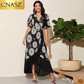 2020 Noua Moda pentru Femei, cu imprimeu Cusut Moda Fantă Neregulate Boeme Rochie Islamic Turcia Fusta Lunga Dubai