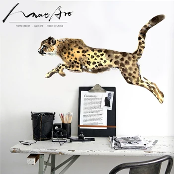 Animale autocolante de perete Leopard Acuarelă Print Autocolant de Perete de Arta Poster Acum Accesorii pentru Decor camera de zi
