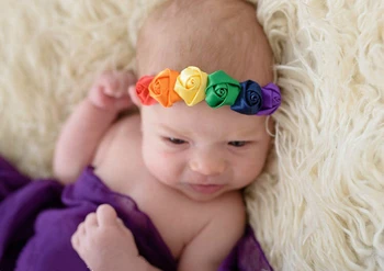 Copil Nou-Născut De Flori Colorate Bud Curcubeu Floare Frizură Banda De Păr Fotografie Prop Copilul Trage Accesoriu Pentru Sugari, Articole Pentru Acoperirea Capului