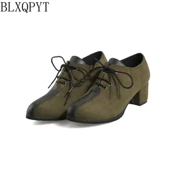BLXQPYT Noi de Vânzare Modă Plus dimensiune 28-52 Femei pantofi Patru sezon casual Rotund Deget de la picior mare iaduri Dantela-up pantofi de nunta femeie Y701
