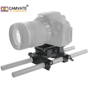 CAMVATE Manfrotto Eliberare Rapidă Placă Adaptor Cu Alunecare Placa si Dublu 15mm Tija de Suport Pentru aparat Foto DSLR Umăr Rig Tijă Sistem
