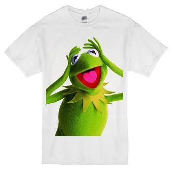 Muppets Kermit Broscoiul Amuzante se Răcească în Căutarea Unisex Tricou Alb cu Maneci Scurte Casual Imprimat Tricou Marimea S-3Xl Tricou