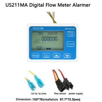 US211MA Conducta de Apă Suspenda Alarmante Sistem Digital debitmetru si Alama 60℃ Senzor de Debit cu Turbină Debitmetru G1/4