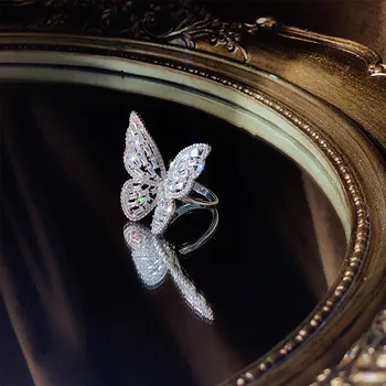 Coreeană Nou Design Fierbinte de Vânzare Bijuterii de Moda de Lux High-end de Cupru Încrustat Zircon Fluture Inel Elegant Prom Inel pentru femei