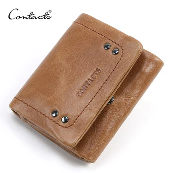 De CONTACT din piele portofel barbati hasp design scurt portofele masculin poseta de monede mici bărbat portmoneul cartelei cuzdan de înaltă calitate
