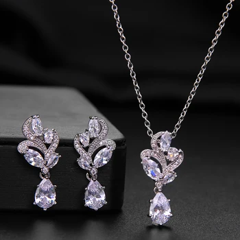 Moda Alb Zirconia Floare Bijuterii de Lux cu Cristale Marquise Seturi de Bijuterii pentru Mireasa/Accesorii pentru Femei
