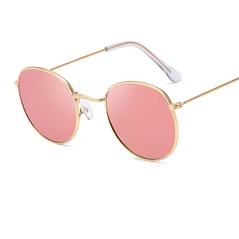 Clasic de Lux de Brand Designer de Sexy Rotund ochelari de Soare Femei Bărbați Vintage din Metal Cadru Oglindă Ochelari de Soare Pentru Femei Oculos UV400