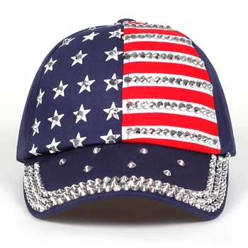 Statele unite ale americii Șapcă de Baseball Femei Barbati Vara 2019 Steagul American Cristal Sapca Snapback Hip Hop Pălărie Femei capace