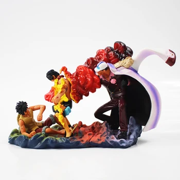 10-14cm Anime One Piece Treapta a Patra Moartea Ace Luffy & Ace Vs Sakazuki Red Dog PVC Figura de Acțiune de Colectare Model de Jucărie
