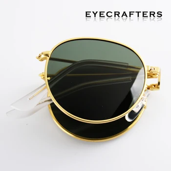 Pliabil Pliere ochelari de Soare HD Polarizate Barbati Femei Moda Retro Vintage Oval Mic Rotund ochelari de Soare Oglindă Ochelari de Acoperire